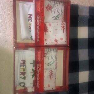 Holiday Hand Towel Set - Festive Red and White